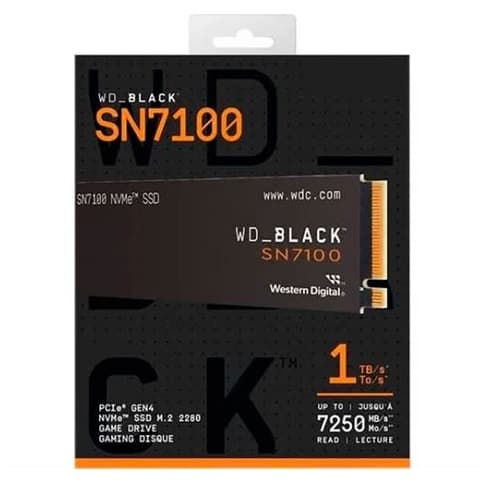 Ổ cứng SSD WD SN7100 Black 1TB M.2 2280 PCIe NVMe 4x4 (Đọc 7250MB/s - Ghi 6900MB/s) - (WDS100T4X0E)